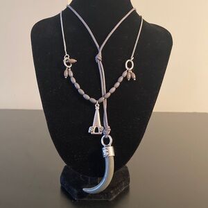 Pilgrim Silver and Gray Horn Pendant Necklace